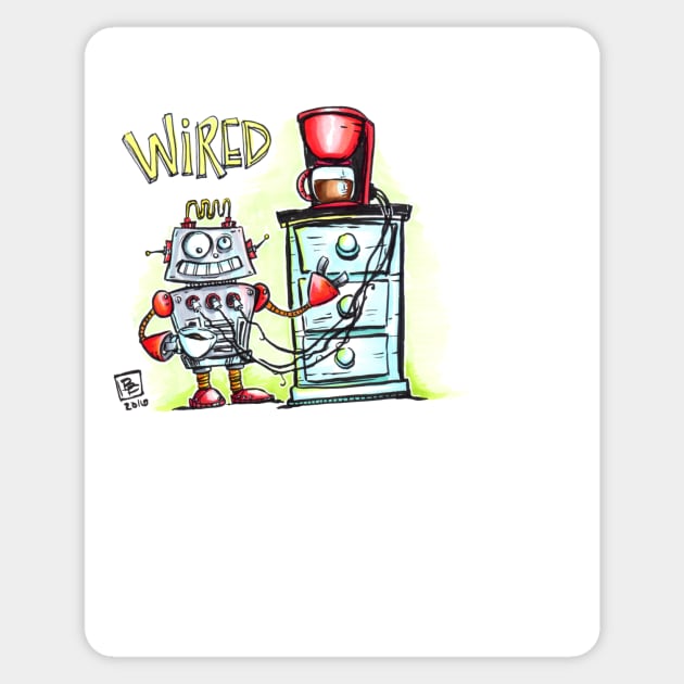 Wired Robot Sticker by obillwon